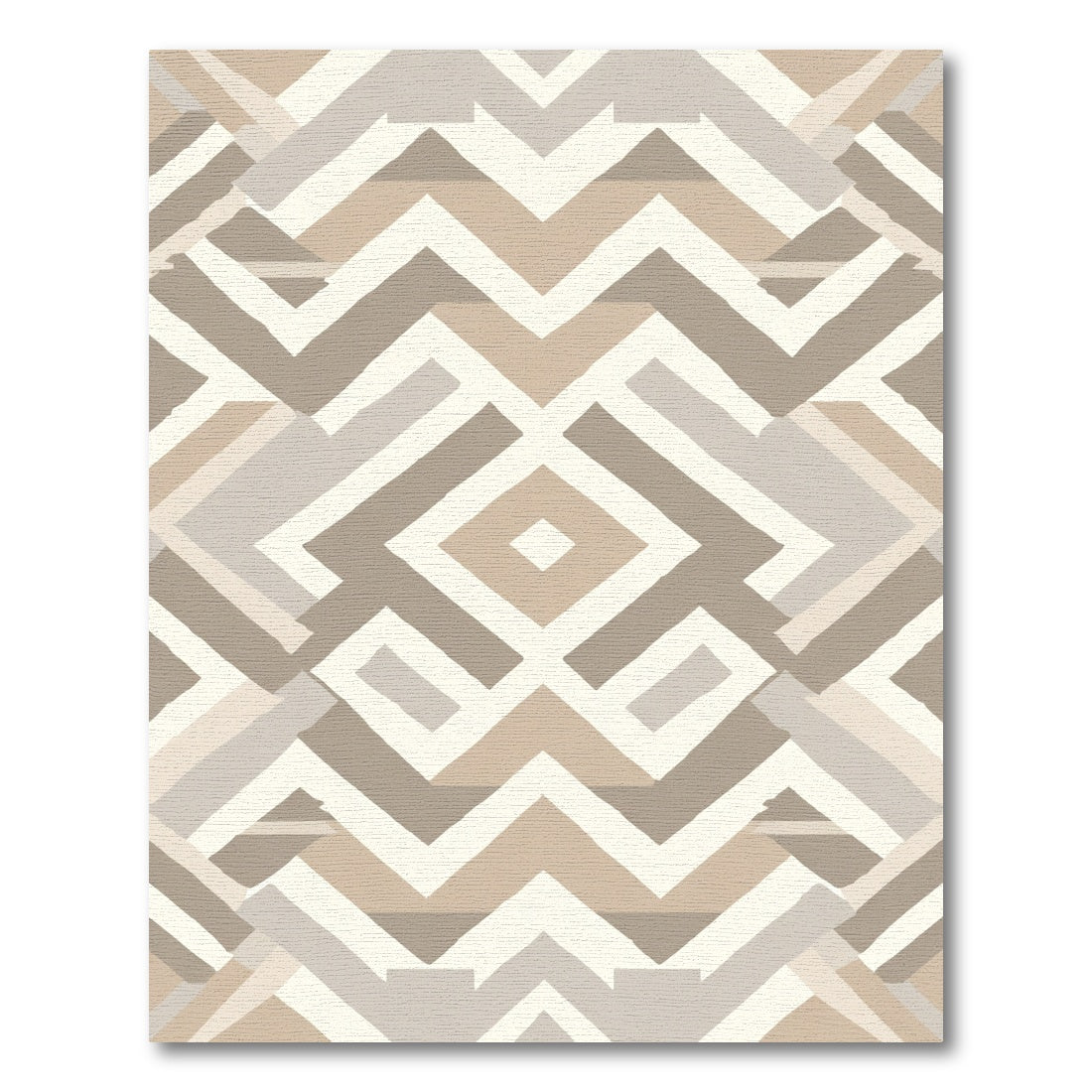 Neutral Geometric Zigzag Diamond Abstraction Rug