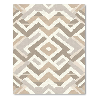 Neutral Geometric Zigzag Diamond Abstraction Rug