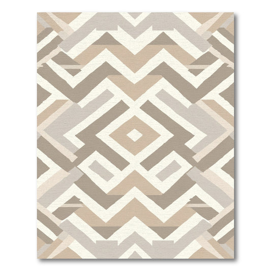 Neutral Geometric Zigzag Diamond Abstraction Rug