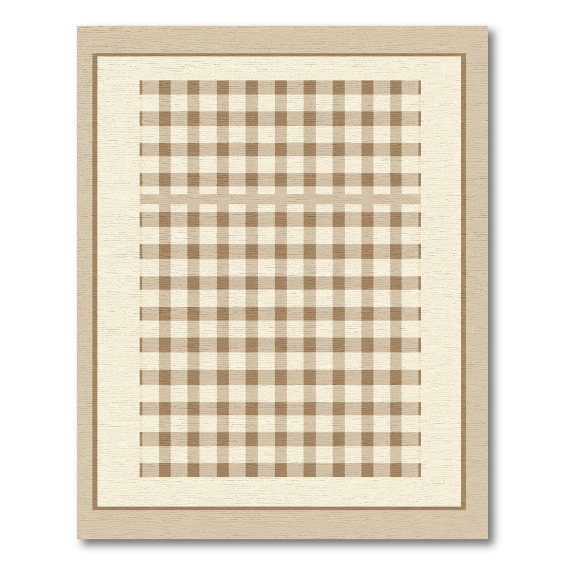 Classic Beige Gingham Checkered Rug