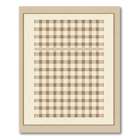 Classic Beige Gingham Checkered Rug