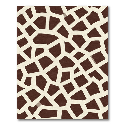 Brown White Geometric Patchwork Rug