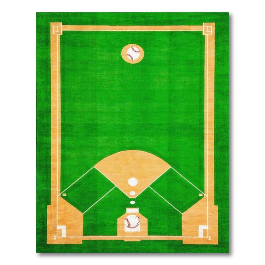 Sporty Green Baseball Diamond Rug