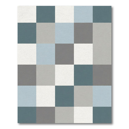 Cool Tones Checkerboard Squares Rug