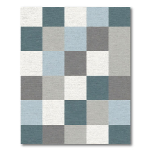 Cool Tones Checkerboard Squares Rug