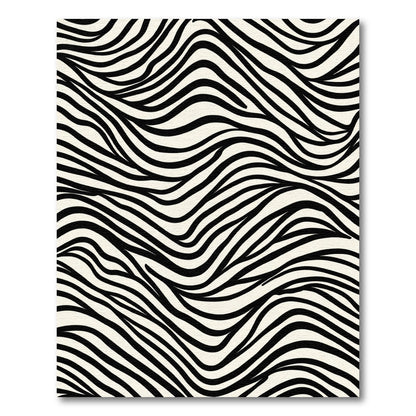 Black Cream Wavy Striped Rug