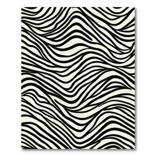 Black Cream Wavy Striped Rug
