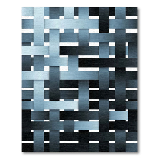 Modern Indigo Interlocking Ribbon Weave Rug