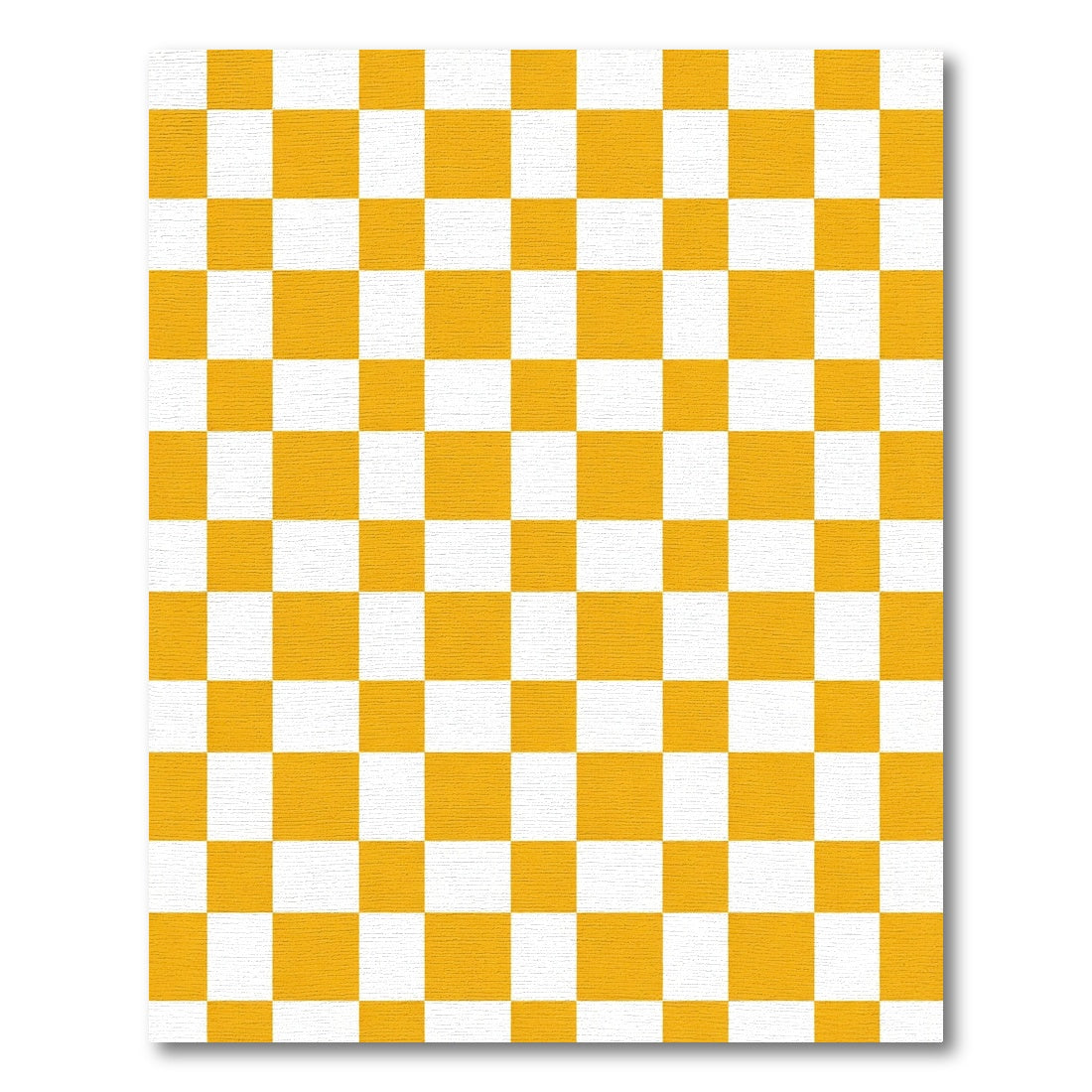 Golden Yellow White Checkerboard Square Rug