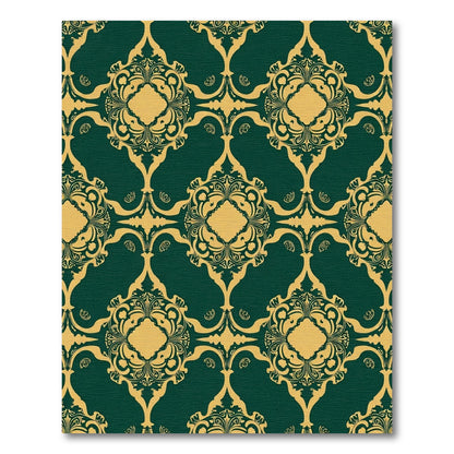 Regal Emerald Gold Scroll Medallion Rug