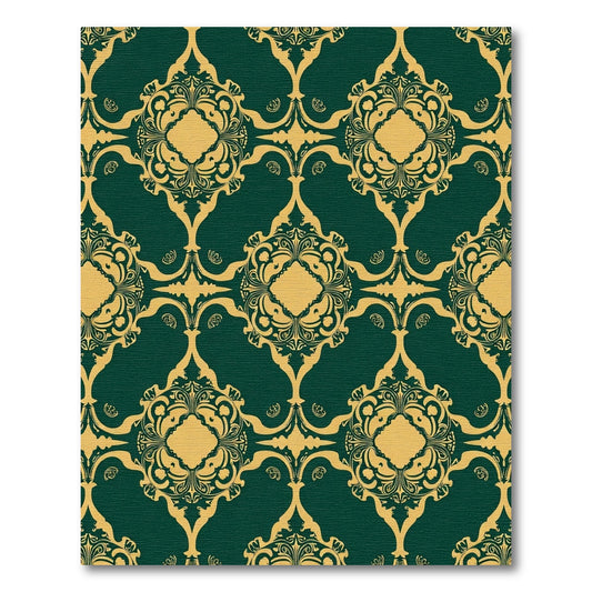 Regal Emerald Gold Scroll Medallion Rug