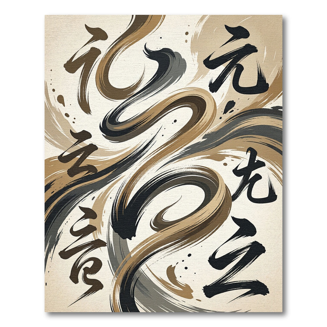 Earthy Tones Brushstroke Calligraphy Rug