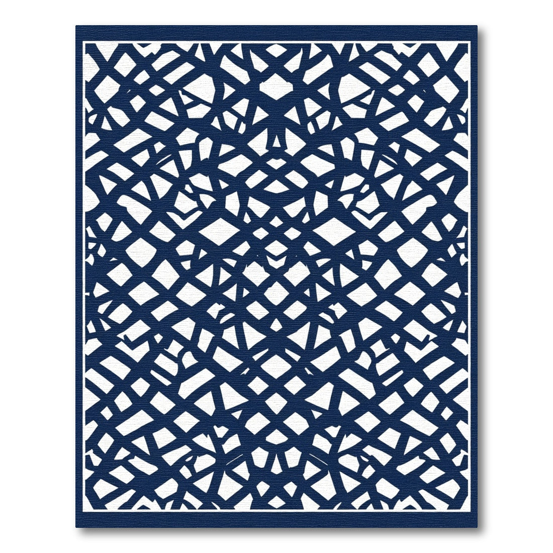 Deep Blue Tangled Geometric Weave Rug
