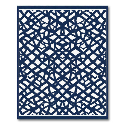 Deep Blue Tangled Geometric Weave Rug