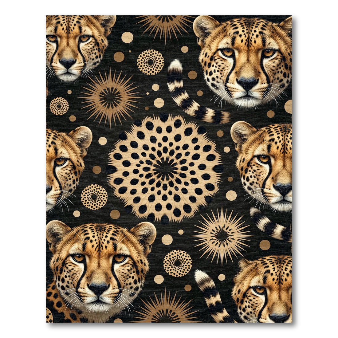 Golden Cheetah Spots Medallion Collage Rug