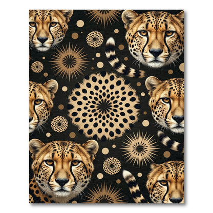 Golden Cheetah Spots Medallion Collage Rug