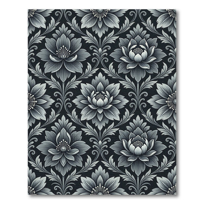 Monochromatic Floral Damask Arrangement Rug