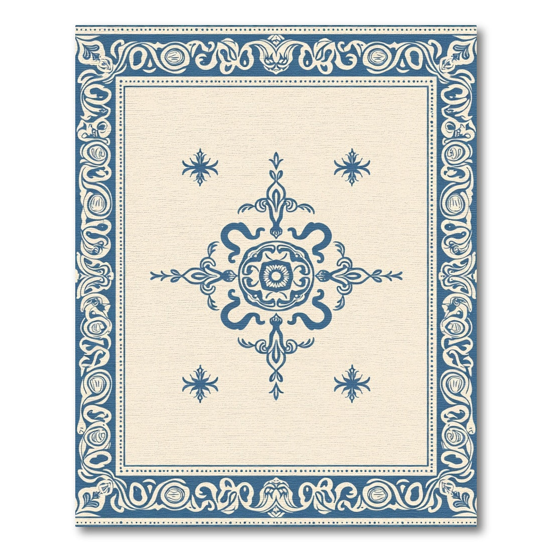 Old Blue Cream Ornamental Medallion Rug