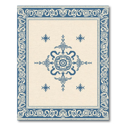 Old Blue Cream Ornamental Medallion Rug