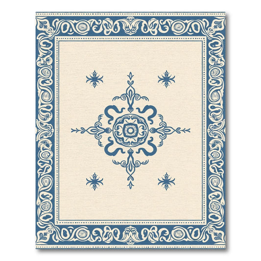Old Blue Cream Ornamental Medallion Rug