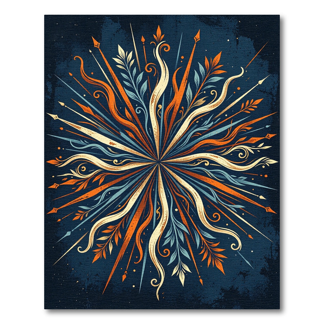 Radiant Orange Blue Floral Burst Rug