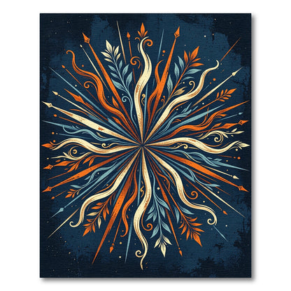Radiant Orange Blue Floral Burst Rug