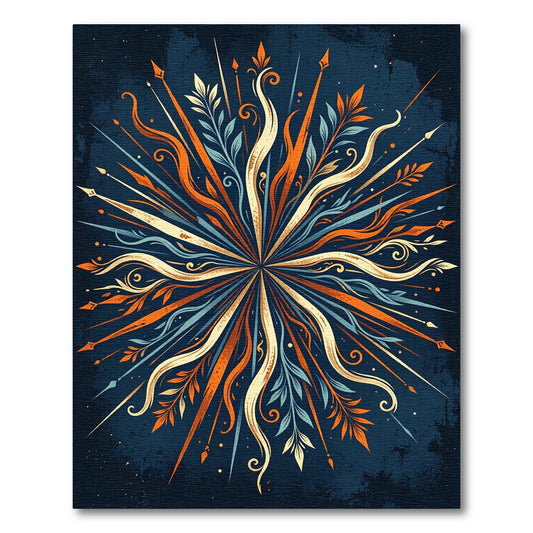 Radiant Orange Blue Floral Burst Rug
