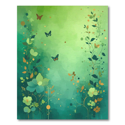 Whimsical Green Garden Butterfly Rug