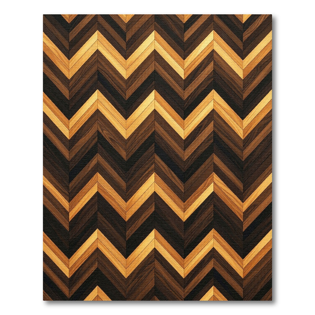 Rich Wood Toned Chevron Pattern Rug