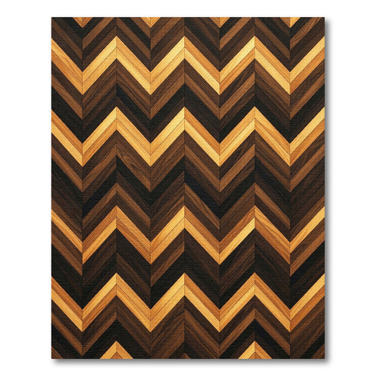 Rich Wood Toned Chevron Pattern Rug