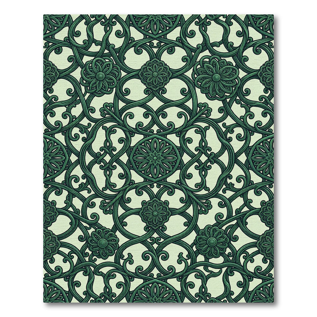 Deep Emerald Floral Intertwine Scroll Rug