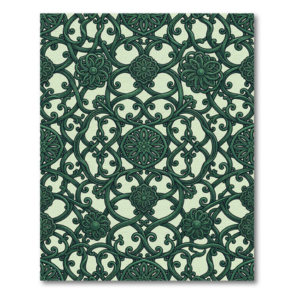 Deep Emerald Floral Intertwine Scroll Rug