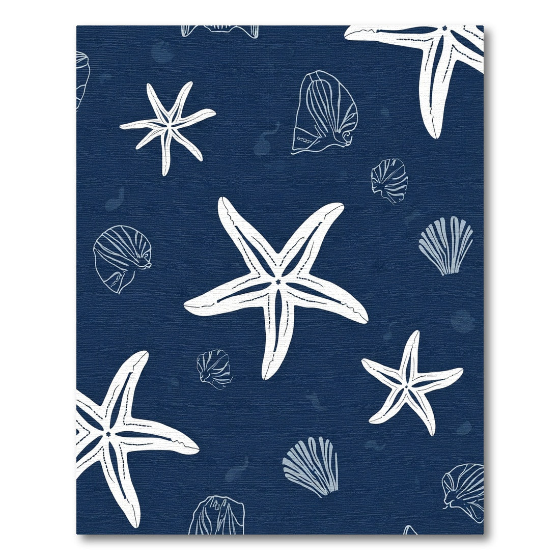 White Starfish Seashell Ocean Collage Rug