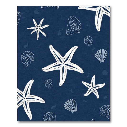 White Starfish Seashell Ocean Collage Rug