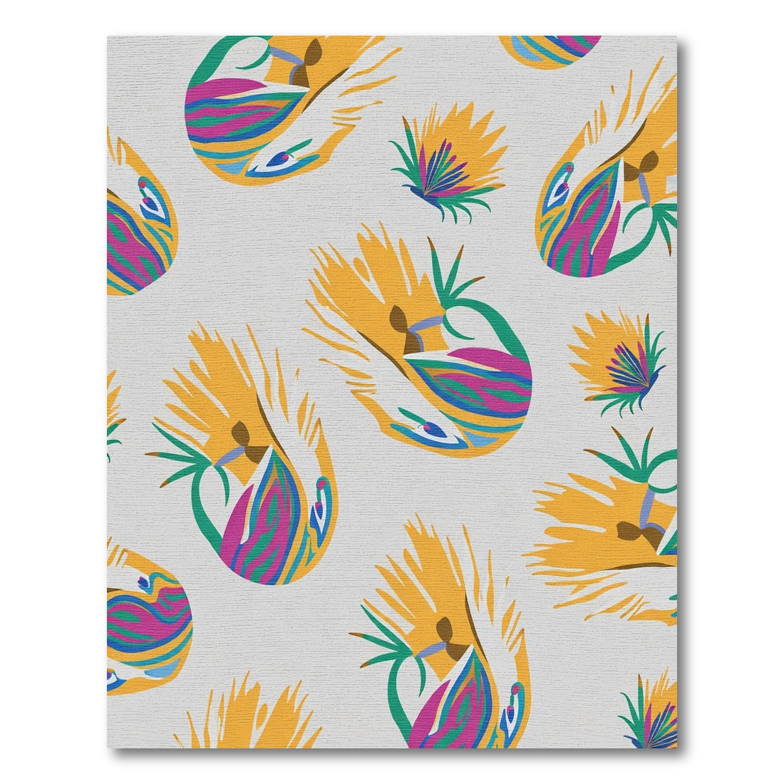Vibrant Yellow Abstract Tropical Leaf Rug