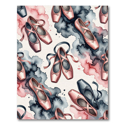 Watercolor Ballet Slipper Ribbon Abstract Art Rug