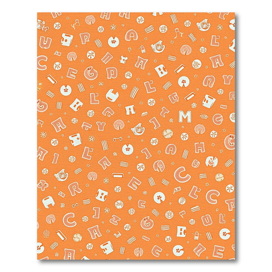Orange Alphabet Collage Rug