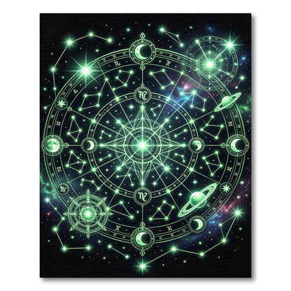Luminous Emerald Celestial Zodiac Star Constellation Rug