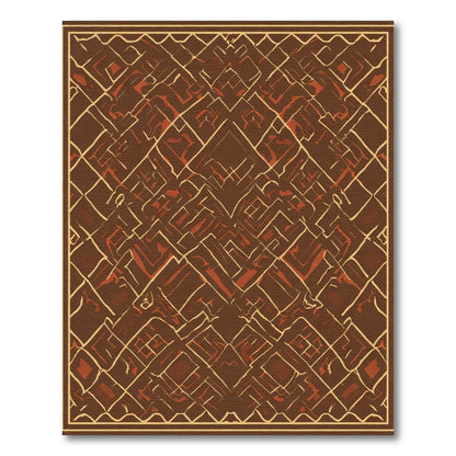 Earthy Brown Geometric Maze Rug
