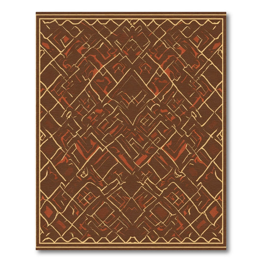 Earthy Brown Geometric Maze Rug