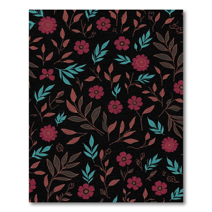 Crimson Floral Leaf Vines Rug