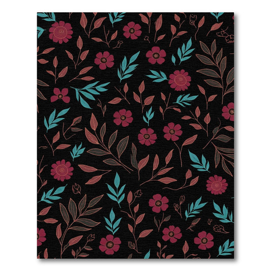 Crimson Floral Leaf Vines Rug