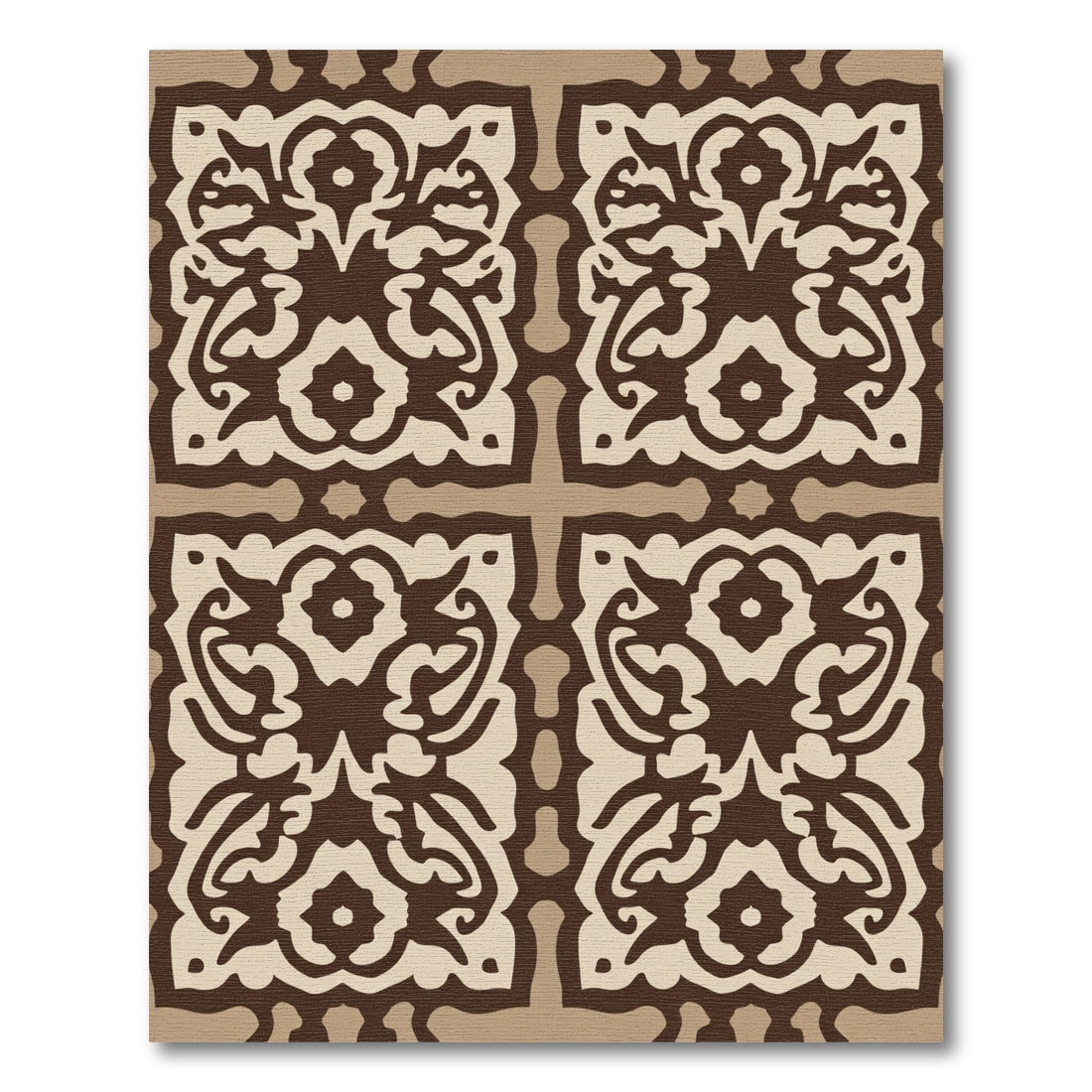 Brown Beige Ornate Medallion Rug