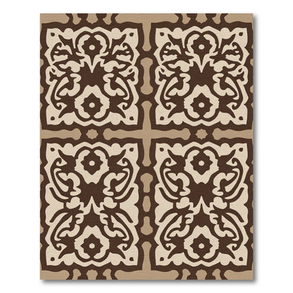 Brown Beige Ornate Medallion Rug