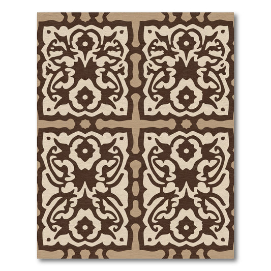 Brown Beige Ornate Medallion Rug