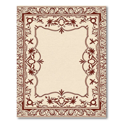 Crimson Vintage Floral Scroll Frame Rug