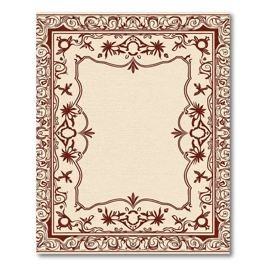 Crimson Vintage Floral Scroll Frame Rug