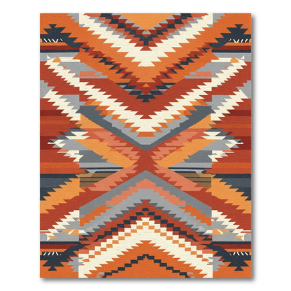 Terracotta Ochre Abstract Staircase Rug