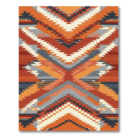 Terracotta Ochre Abstract Staircase Rug