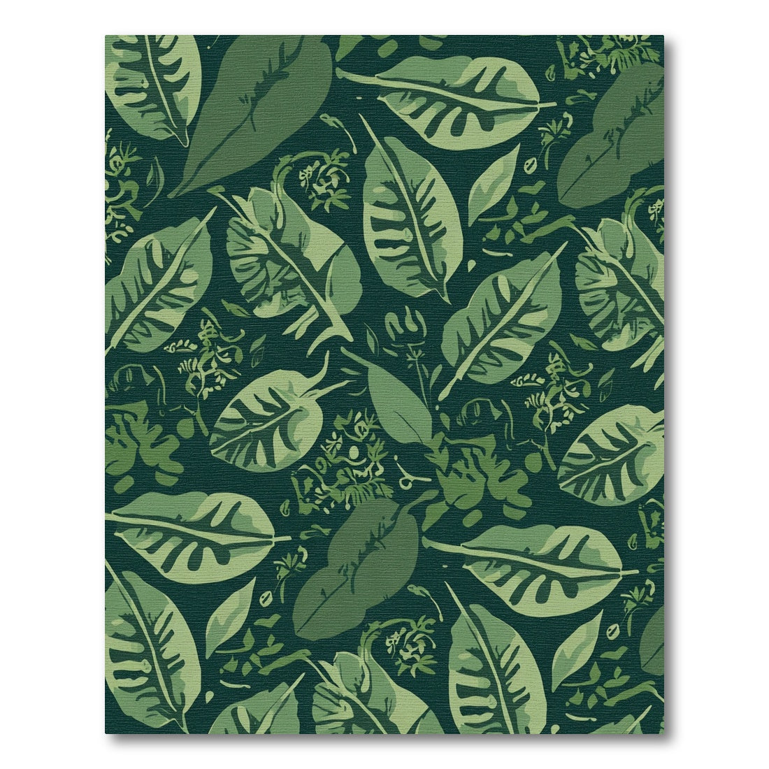 Deep Green Tropical Leaf Collage Rug